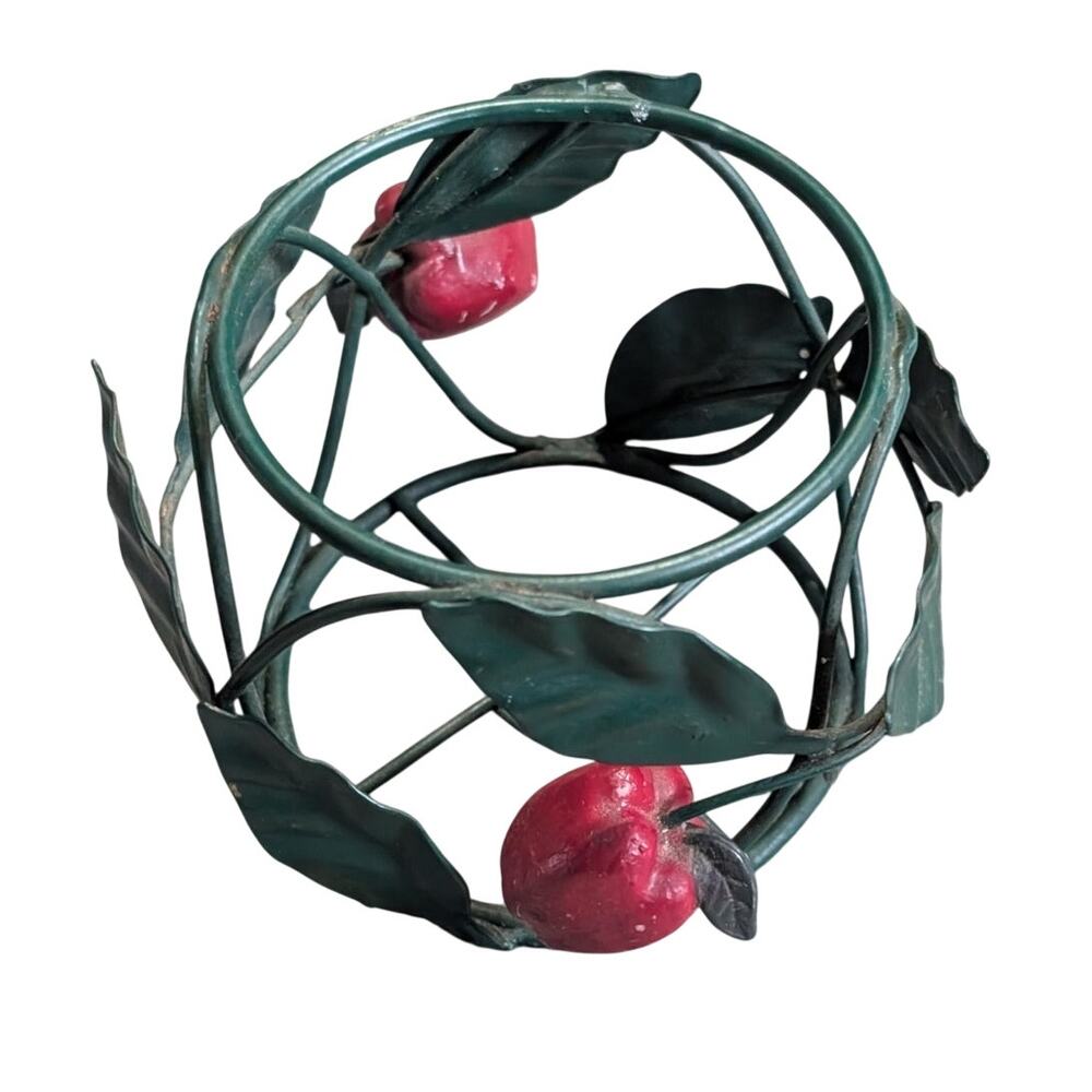 Vintage "Apple and Leaf" Wire Candle Holder